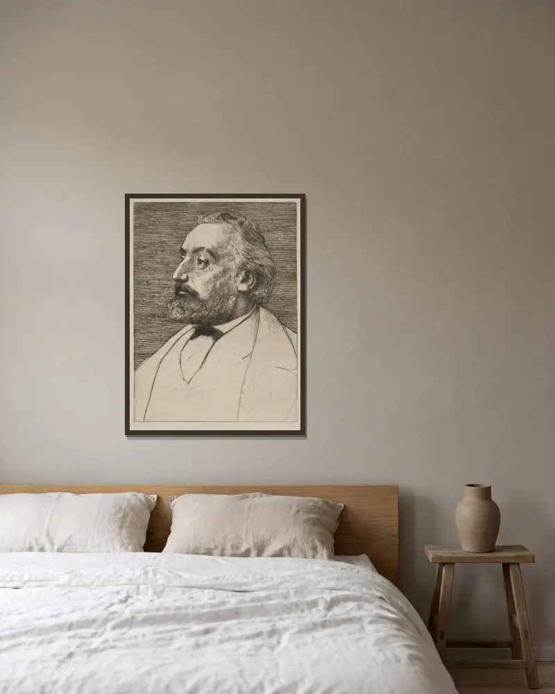 Léon Gambetta av Alphonse Legros inramad på en vägg