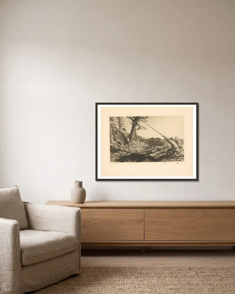 Dřevorubci, Alphonse Legros v rámu na stěně