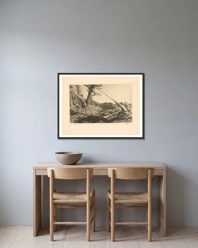 Dřevorubci, Alphonse Legros v rámu na stěně