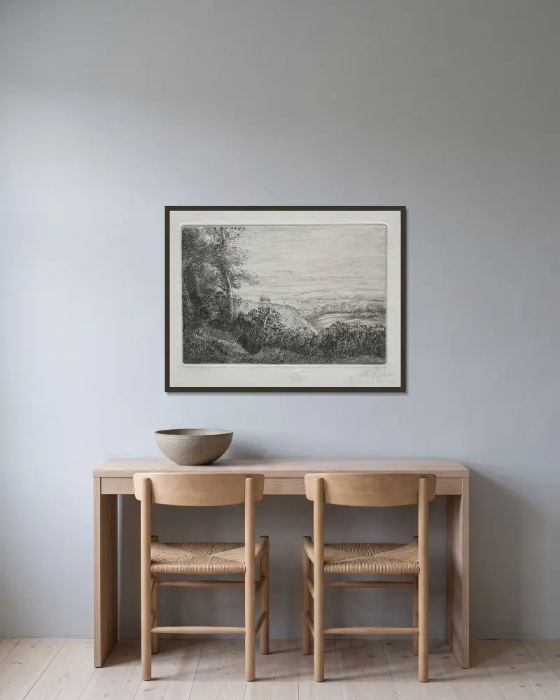 Sista solstrålarna av Alphonse Legros inramad på en vägg
