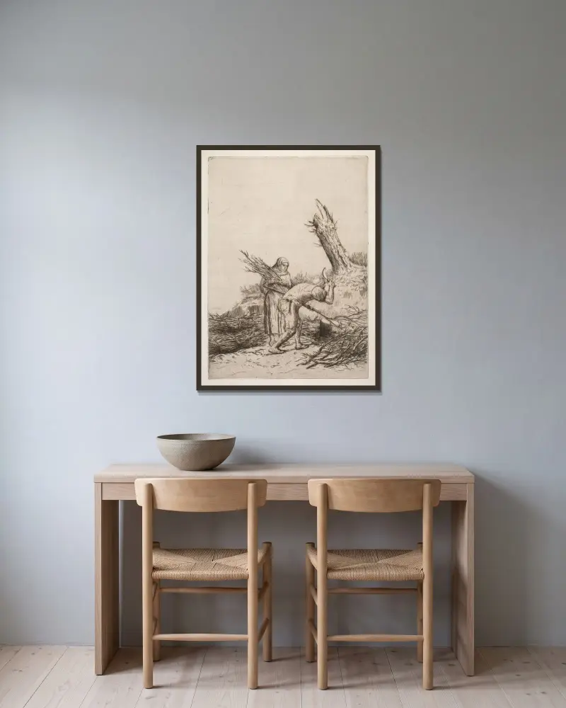 Vedbärarna av Alphonse Legros inramad på en vägg