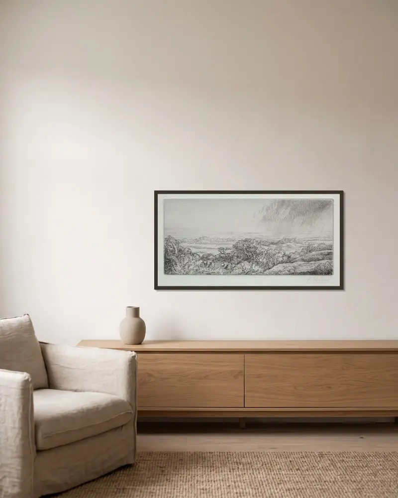 Svampplockarna av Alphonse Legros inramad på en vägg