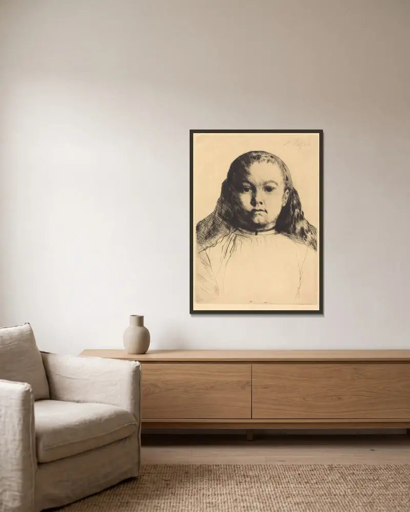 Lilla Marie av Alphonse Legros inramad på en vägg