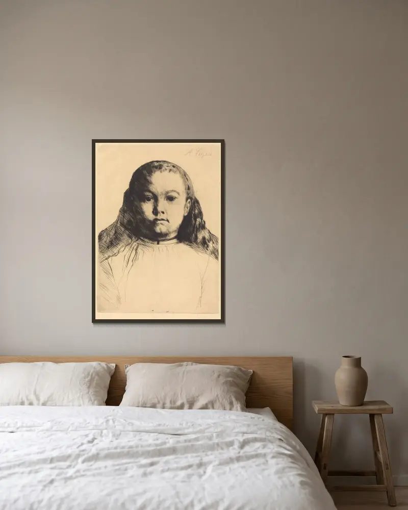 Lilla Marie av Alphonse Legros inramad på en vägg