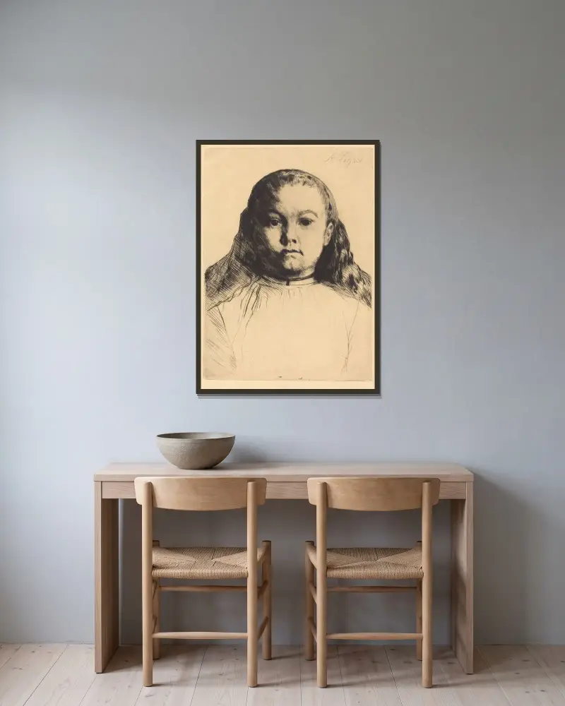 Lilla Marie av Alphonse Legros inramad på en vägg