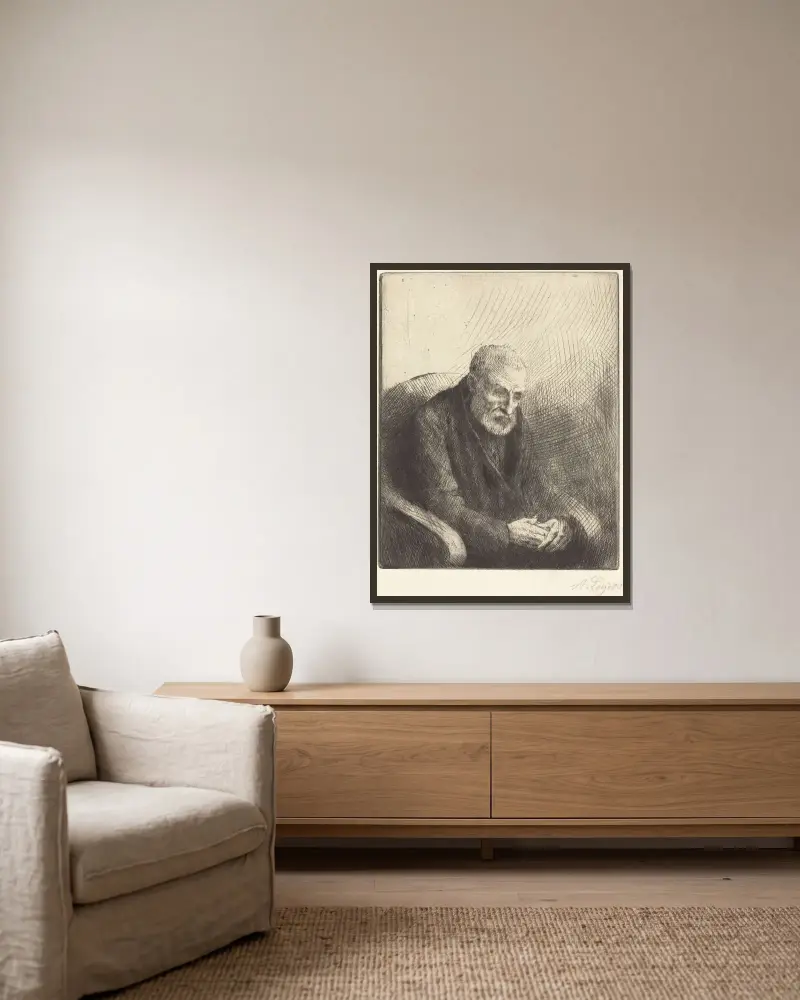 Der Gelähmte von Alphonse Legros gerahmt an einer Wand