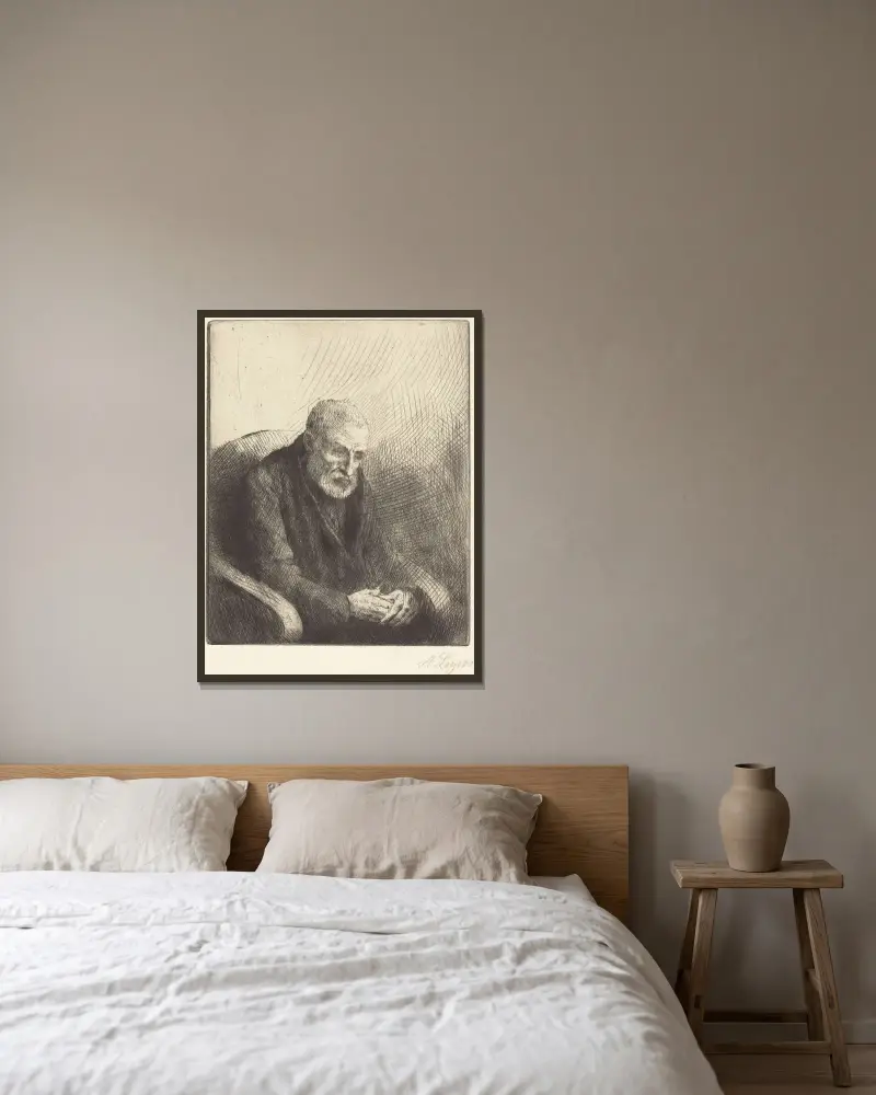 Der Gelähmte von Alphonse Legros gerahmt an einer Wand
