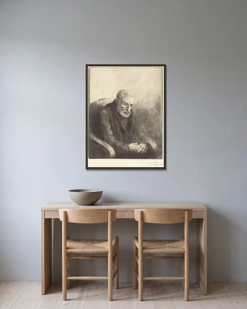 Der Gelähmte von Alphonse Legros gerahmt an einer Wand