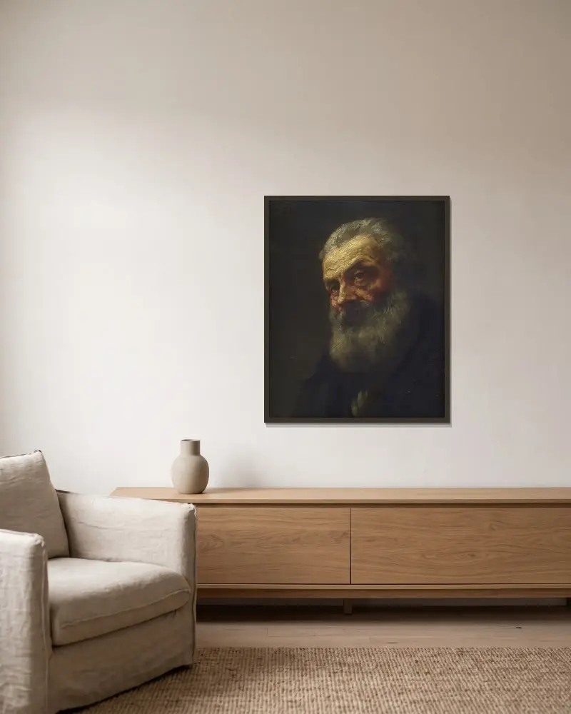 Porträtt av en gammal man av Alphonse Legros inramad på en vägg