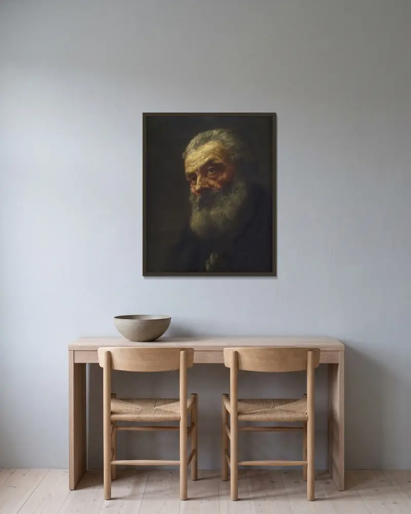 Porträtt av en gammal man av Alphonse Legros inramad på en vägg