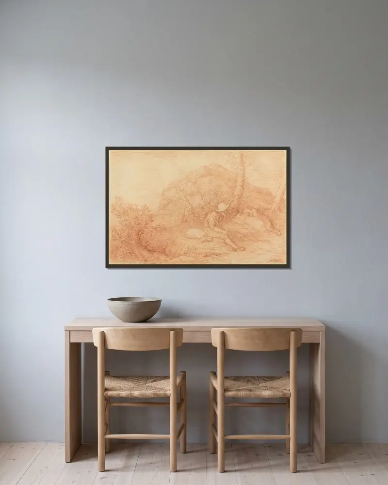 Rest av Alphonse Legros inramad på en vägg