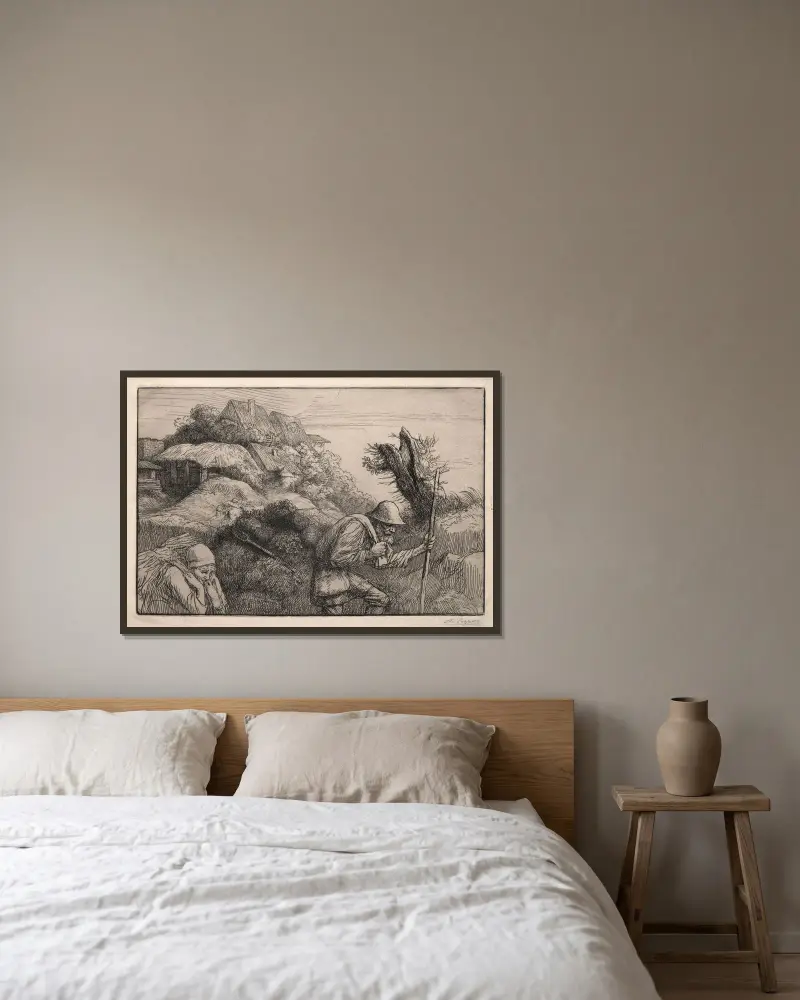 Rückkehr aus dem Wald von Alphonse Legros gerahmt an einer Wand