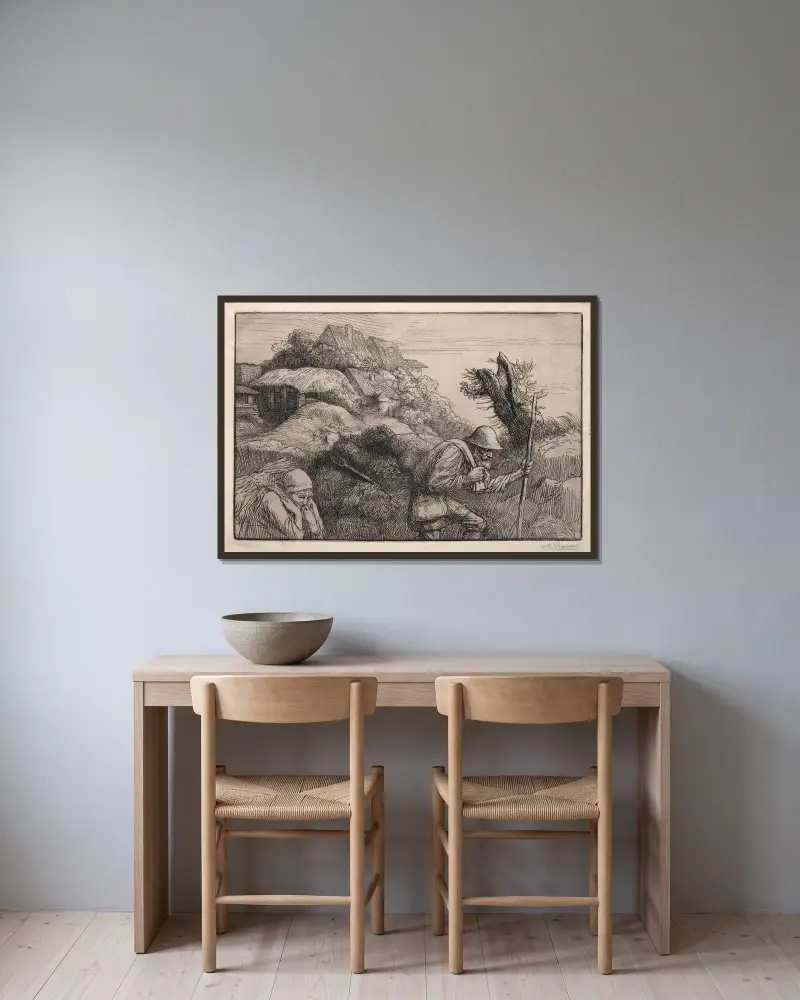 Rückkehr aus dem Wald von Alphonse Legros gerahmt an einer Wand