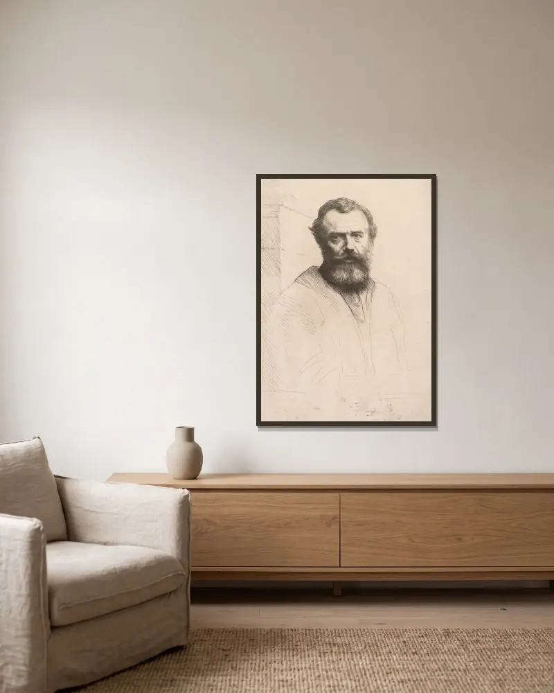 Autoportrét (třetí deska), Alphonse Legros v rámu na stěně