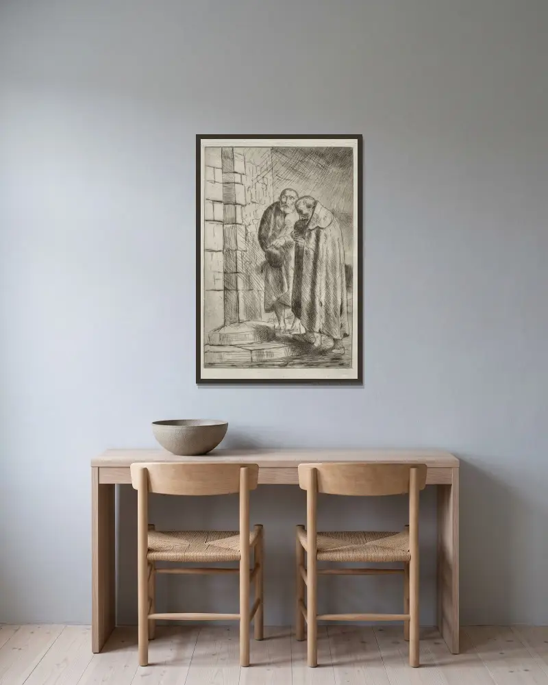 St. Pierre och St. Paul vid herr Richards port av Alphonse Legros inramad på en vägg