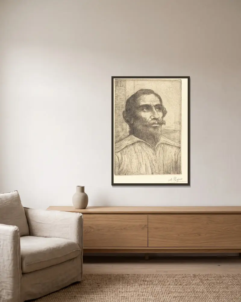 Studie av en spanjor av Alphonse Legros inramad på en vägg