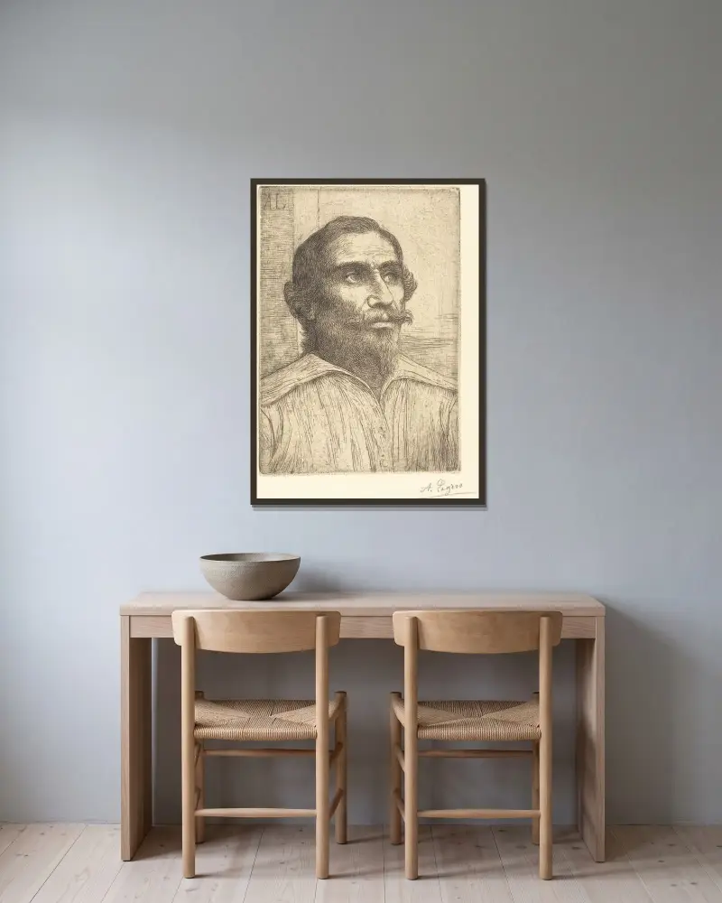 Studie av en spanjor av Alphonse Legros inramad på en vägg