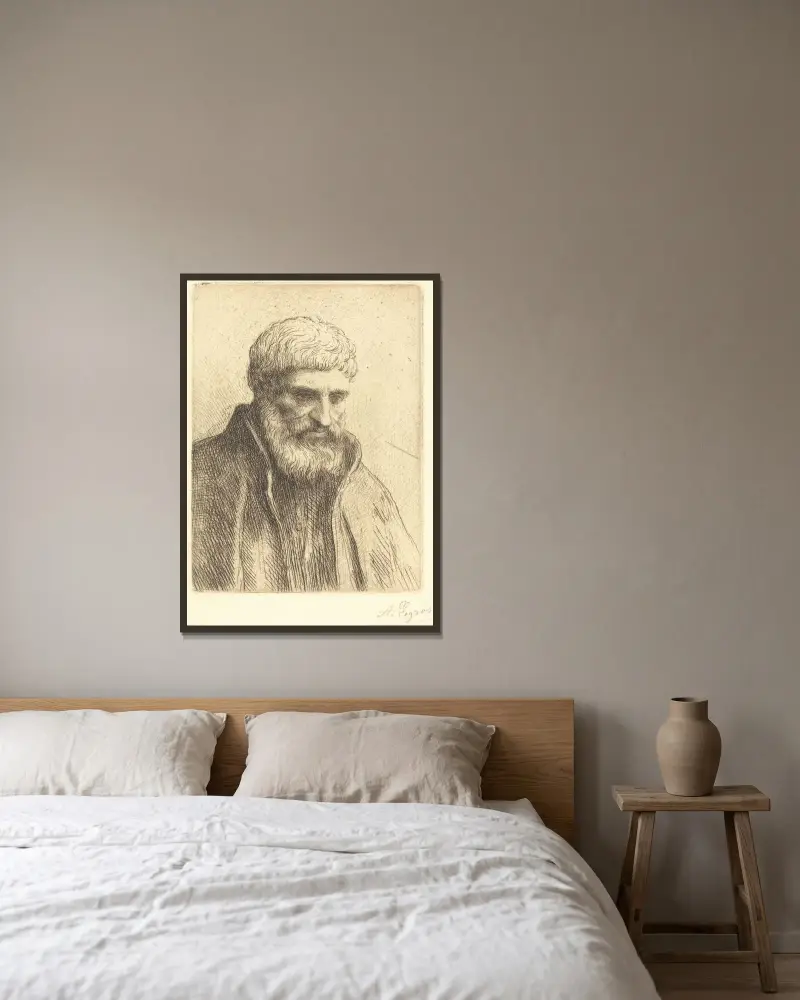 Study of an Old Man (Etude de vieillard) II av Alphonse Legros inramad på en vägg