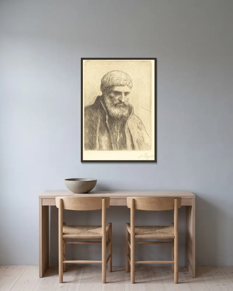 Study of an Old Man (Etude de vieillard) II av Alphonse Legros inramad på en vägg