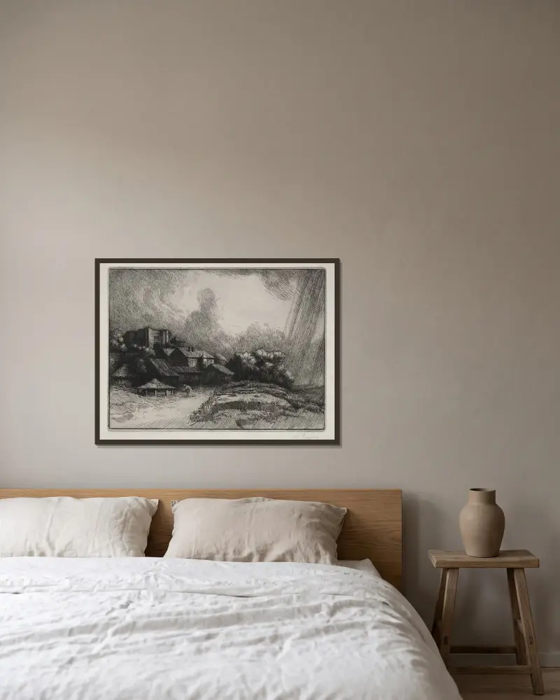 Klosterfarmen av Alphonse Legros inramad på en vägg