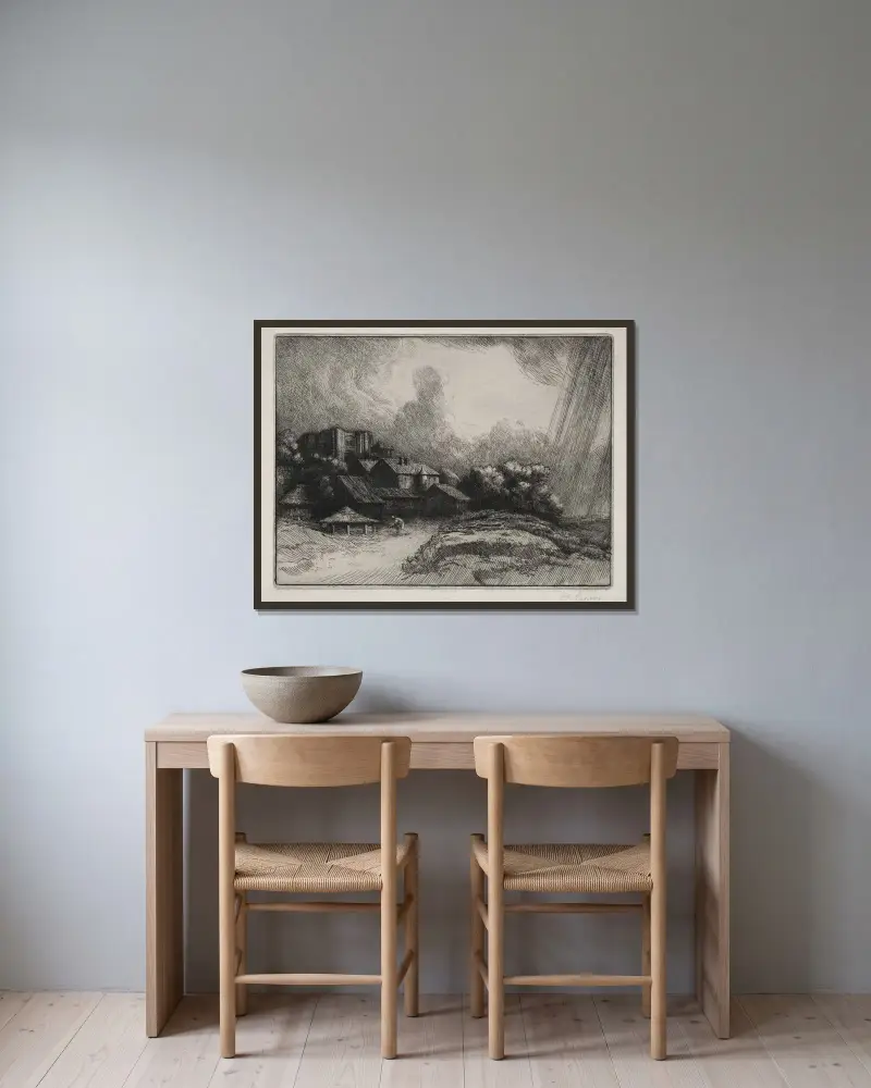 Klosterfarmen av Alphonse Legros inramad på en vägg