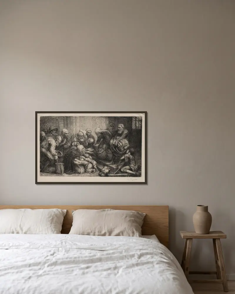 Tiggarna i Brygge av Alphonse Legros inramad på en vägg