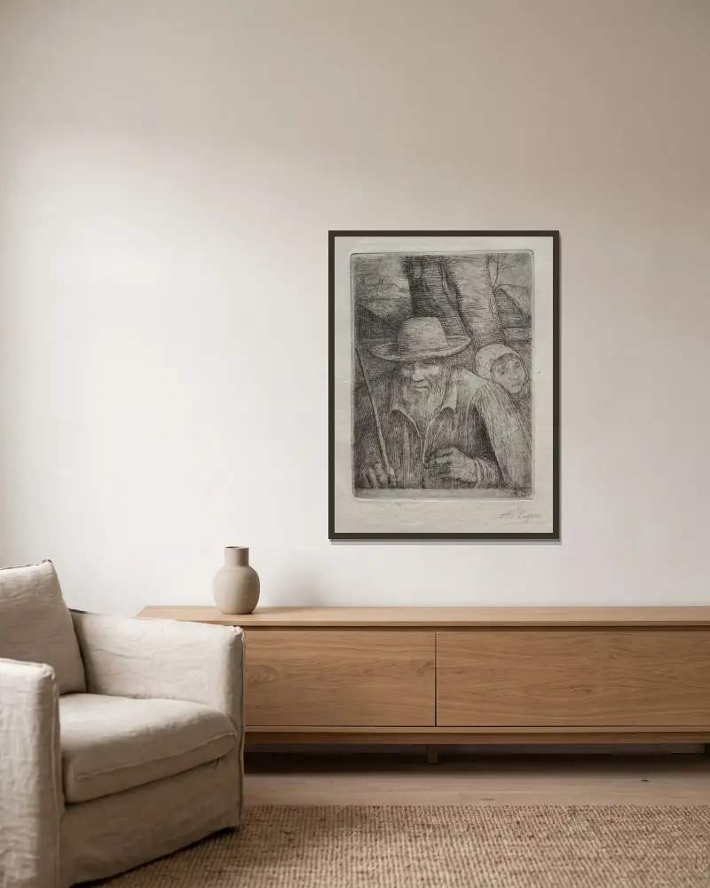Der Bauer von Alphonse Legros gerahmt an einer Wand