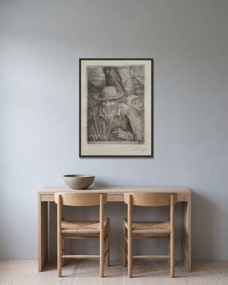 Der Bauer von Alphonse Legros gerahmt an einer Wand