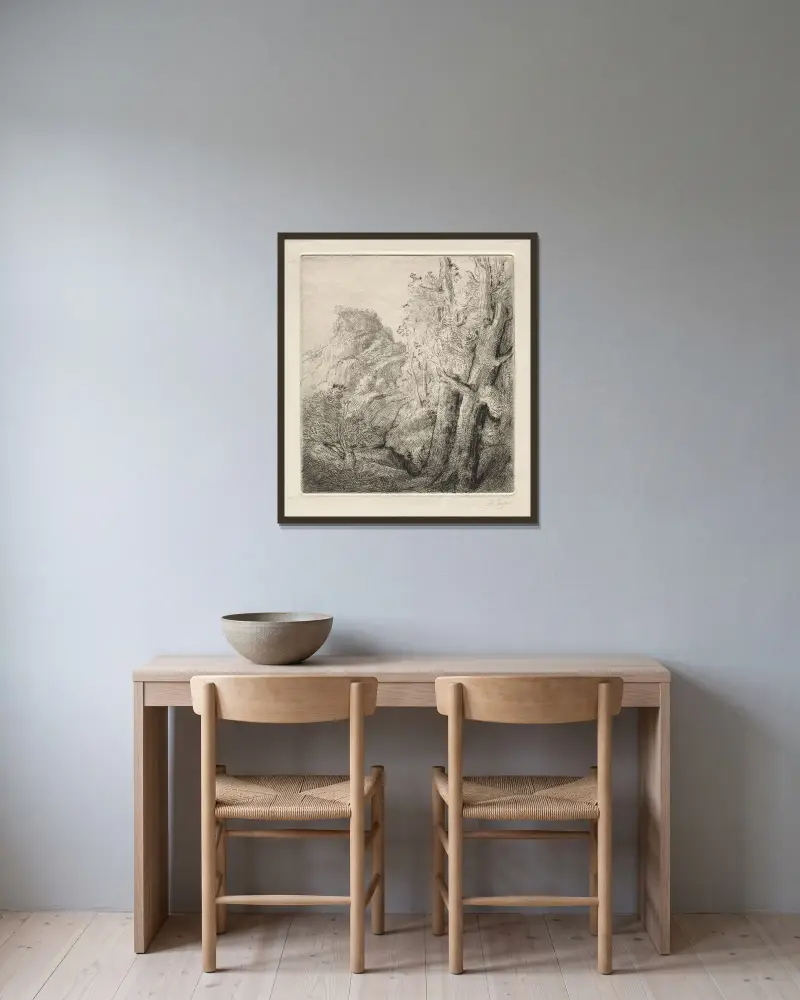 Die alte Stadt von Alphonse Legros gerahmt an einer Wand