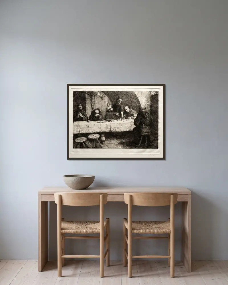 Refektoriet av Alphonse Legros inramad på en vägg