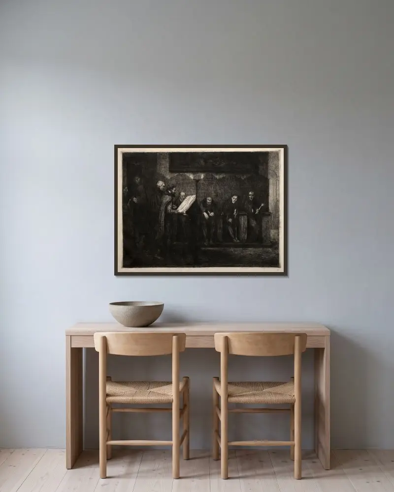 De spanska sångarna av Alphonse Legros inramad på en vägg