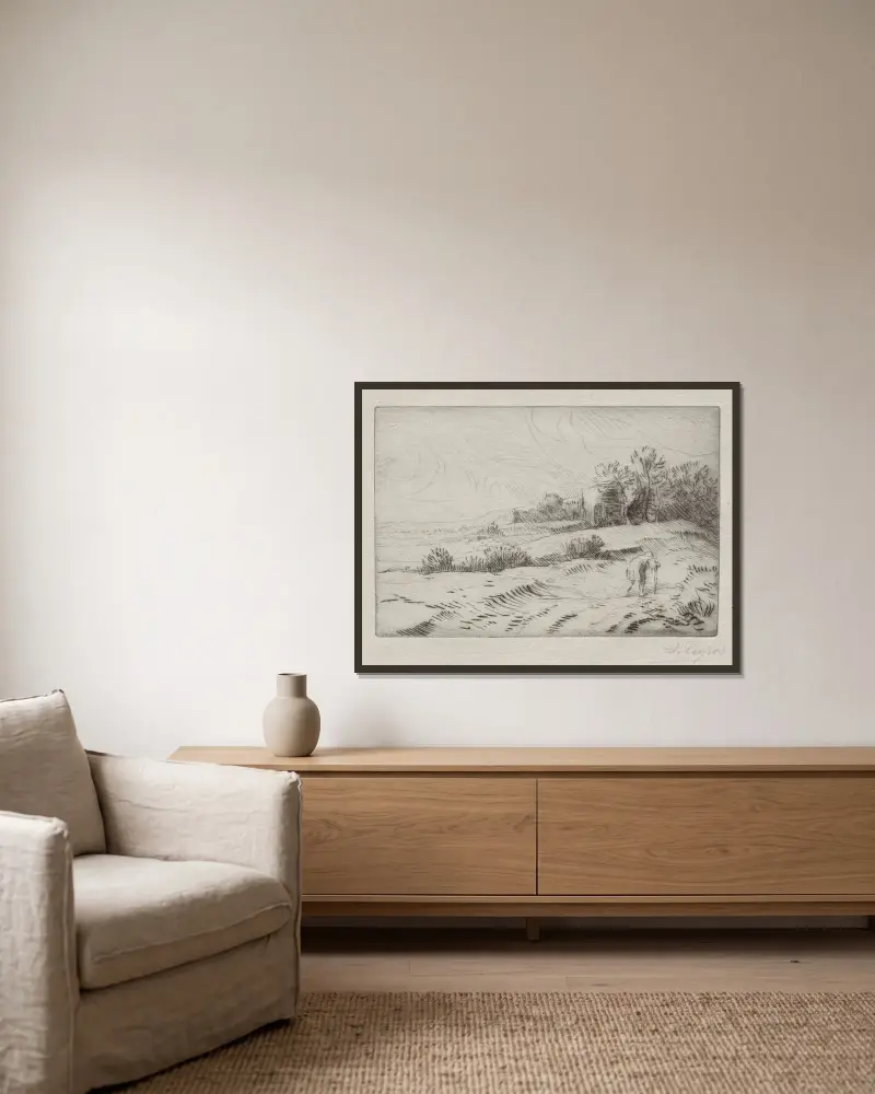 Der Turm von Alphonse Legros gerahmt an einer Wand