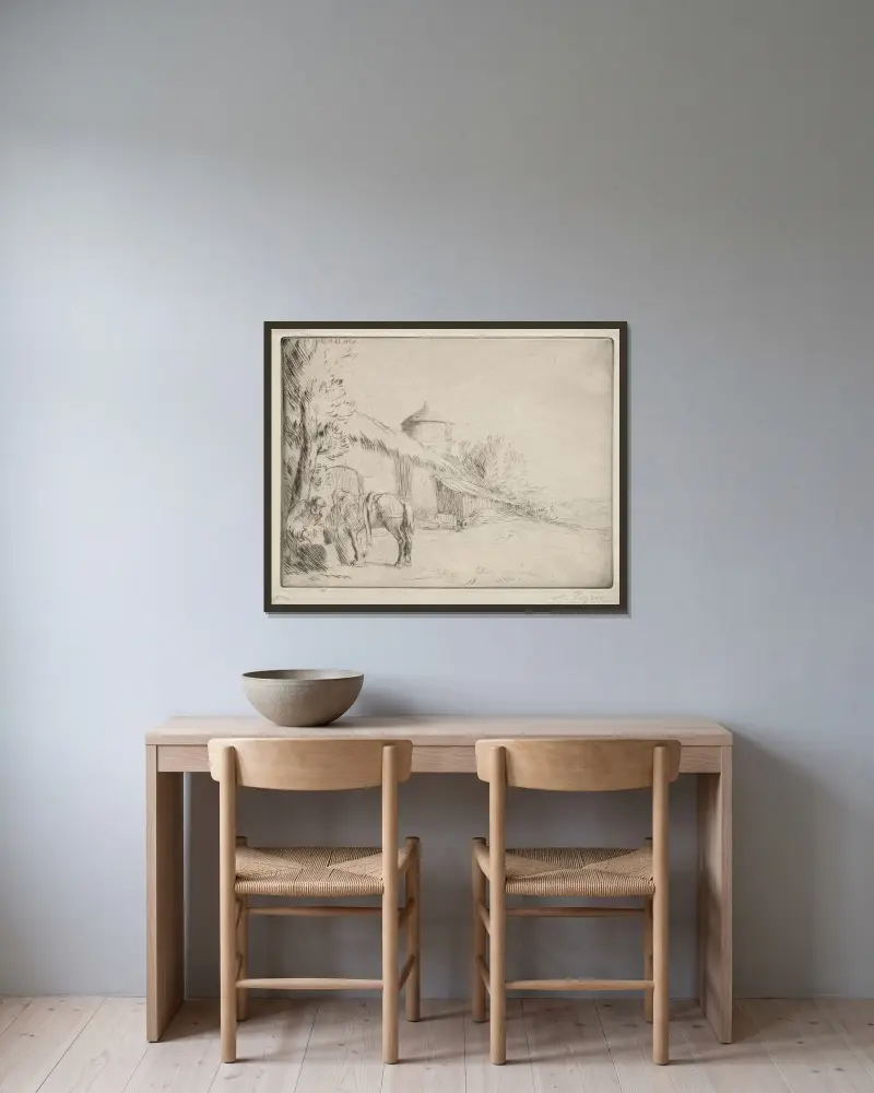 Vattningsplatsen av Alphonse Legros inramad på en vägg