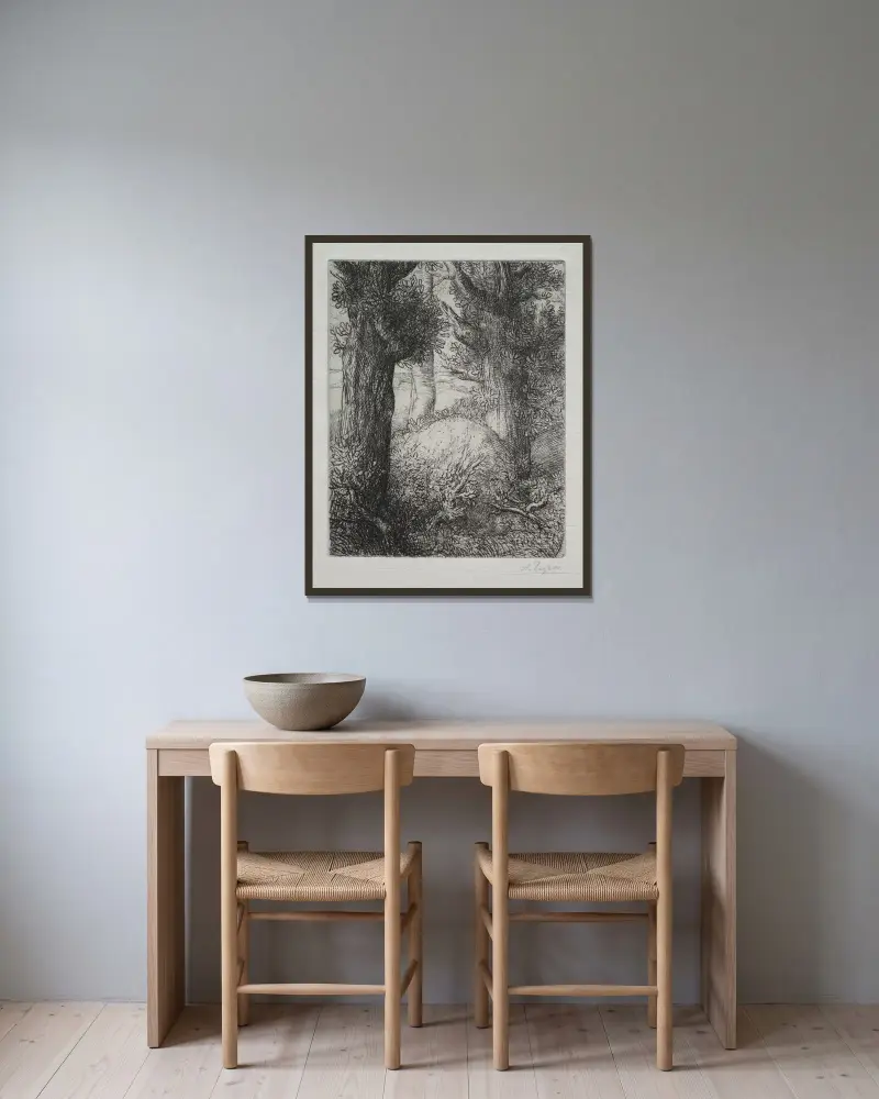 Gallisk gravhög av Alphonse Legros inramad på en vägg