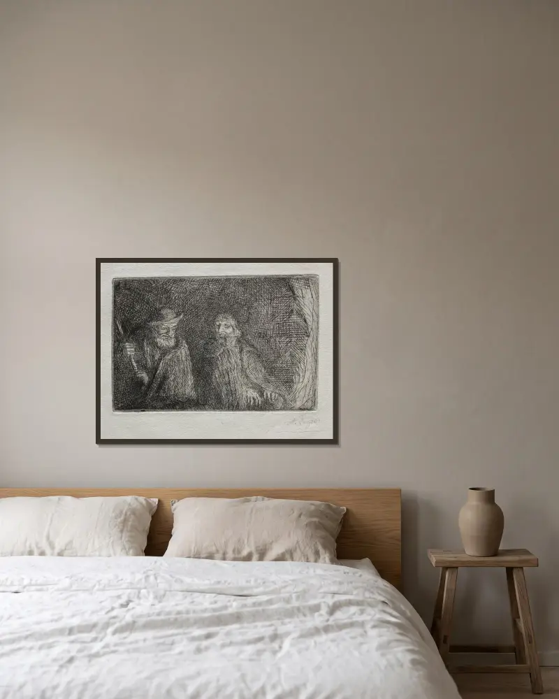 Zwei Hirten (Les Deux Bergers) von Alphonse Legros gerahmt an einer Wand