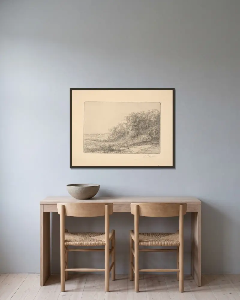 Ett gammalt slott av Alphonse Legros inramad på en vägg