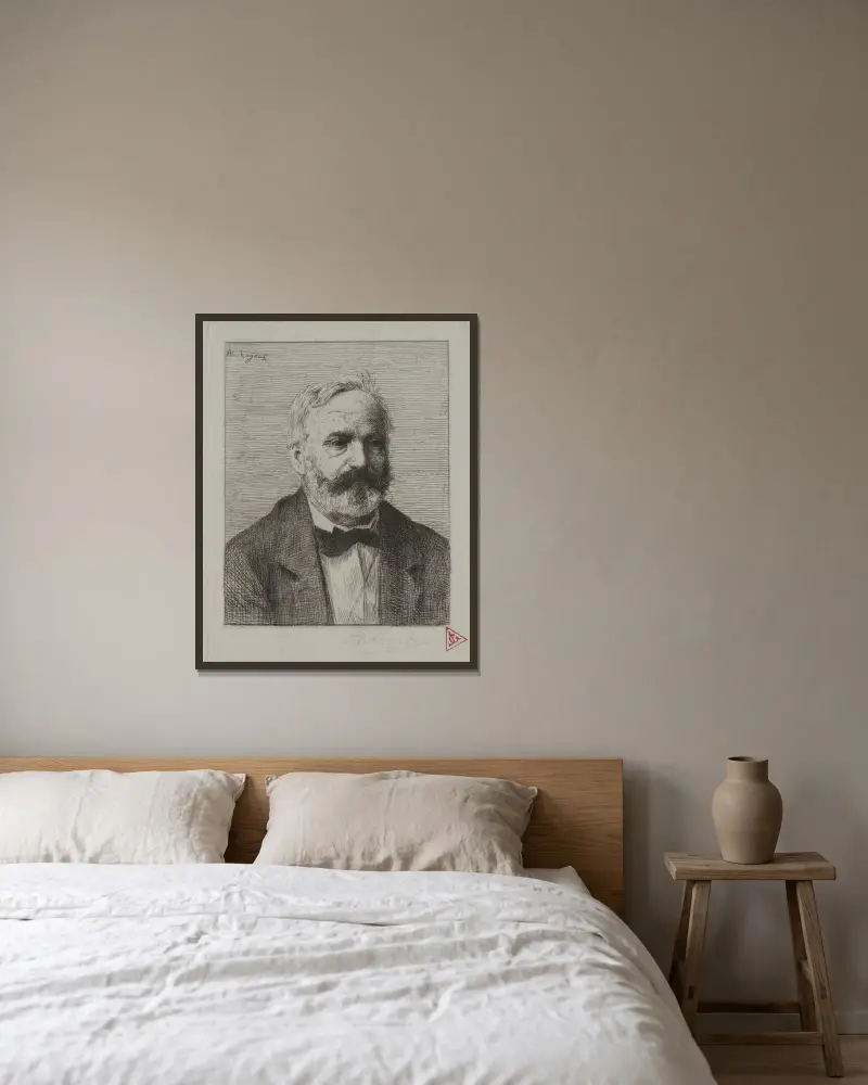 Victor Hugo av Alphonse Legros inramad på en vägg