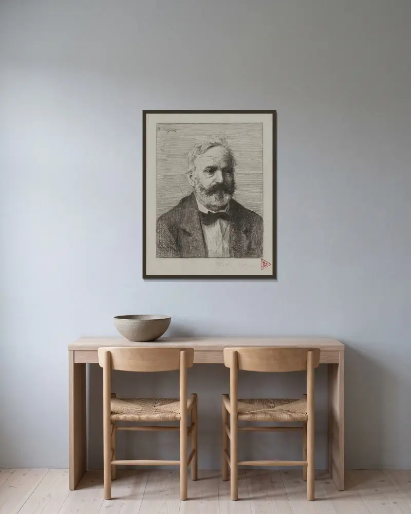Victor Hugo av Alphonse Legros inramad på en vägg