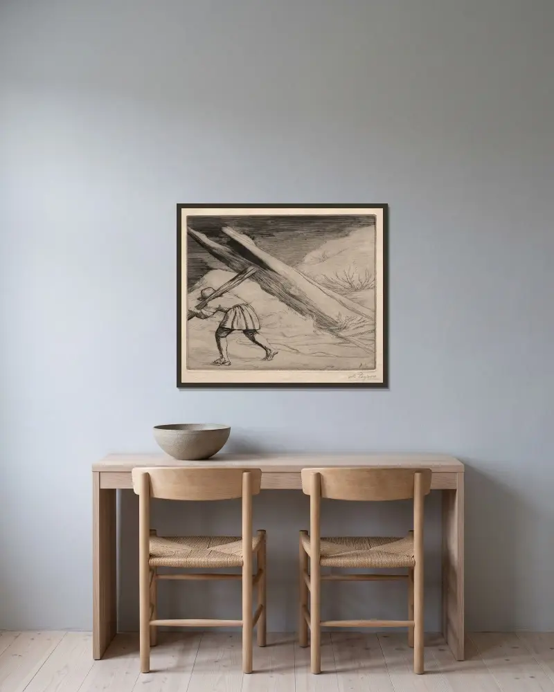 Winter av Alphonse Legros inramad på en vägg