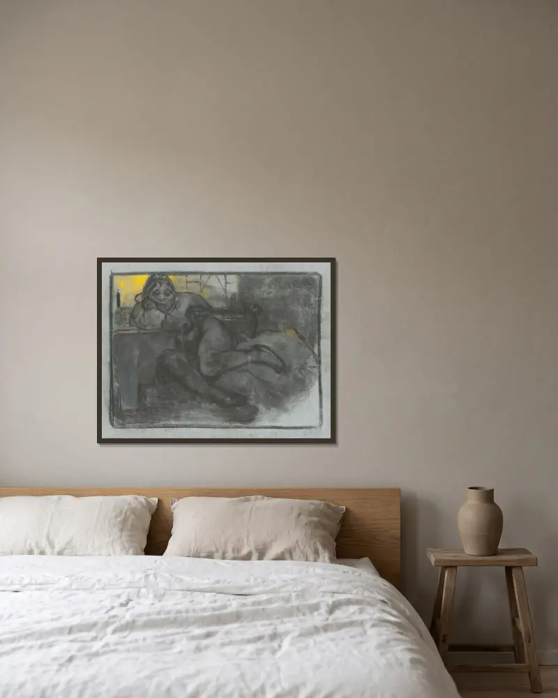 Absint (Studie ženy), Alphonse Mucha v rámu na stěně