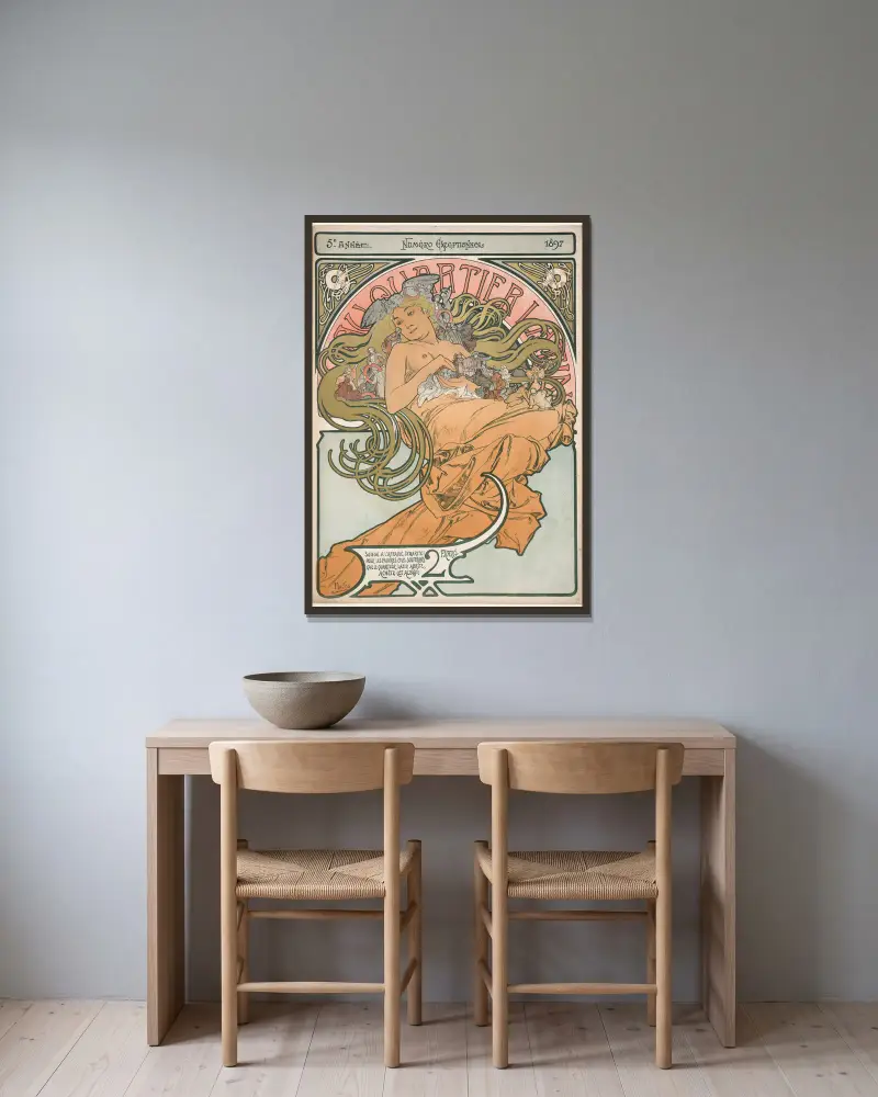 Au Quartier Latin, 1897, Alphonse Mucha v rámu na stěně