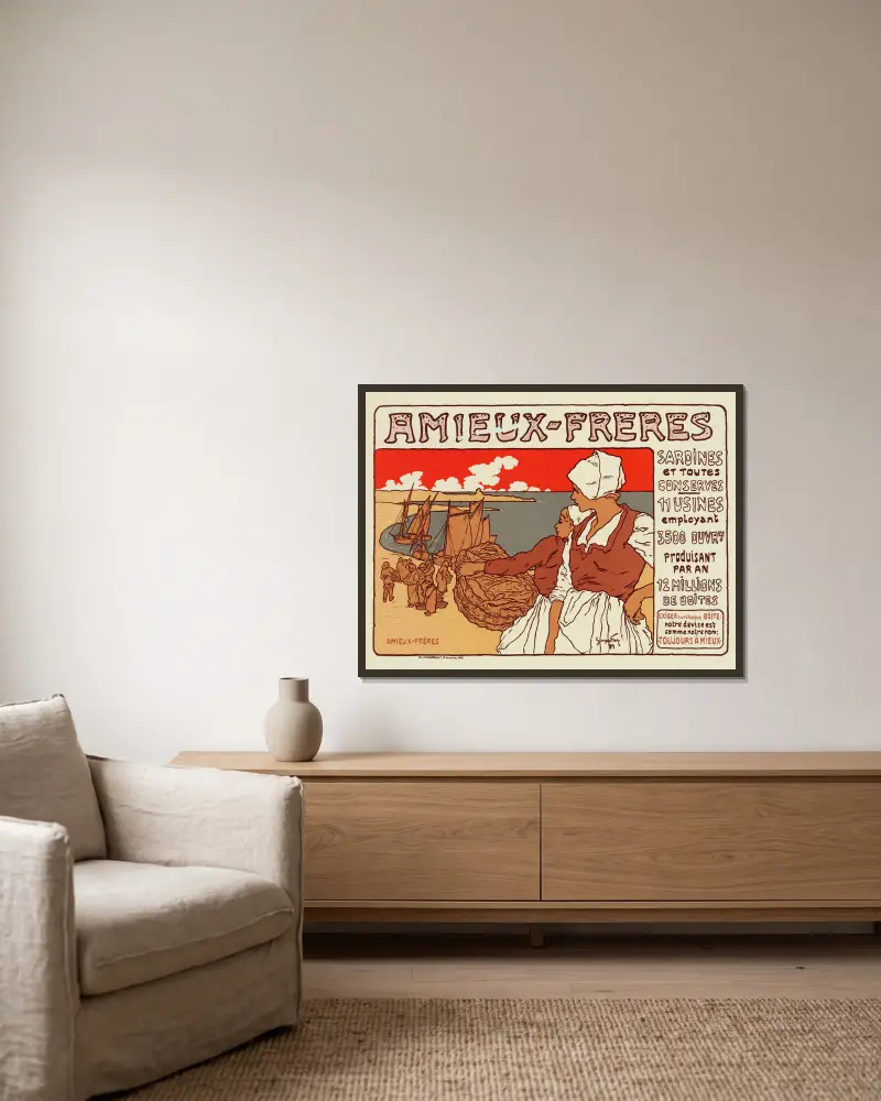 Bières de la Meuse, 1899 von Alphonse Mucha gerahmt an einer Wand