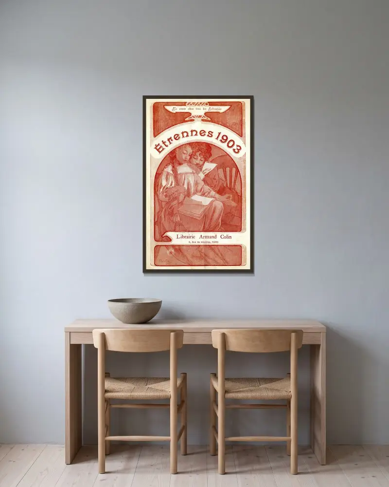 Novoroční dárky, Alphonse Mucha v rámu na stěně