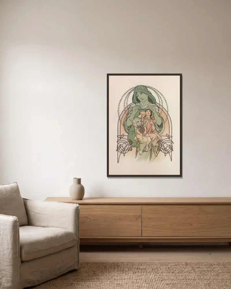 Ilsée, princezna tripolská, 1901, Alphonse Mucha v rámu na stěně