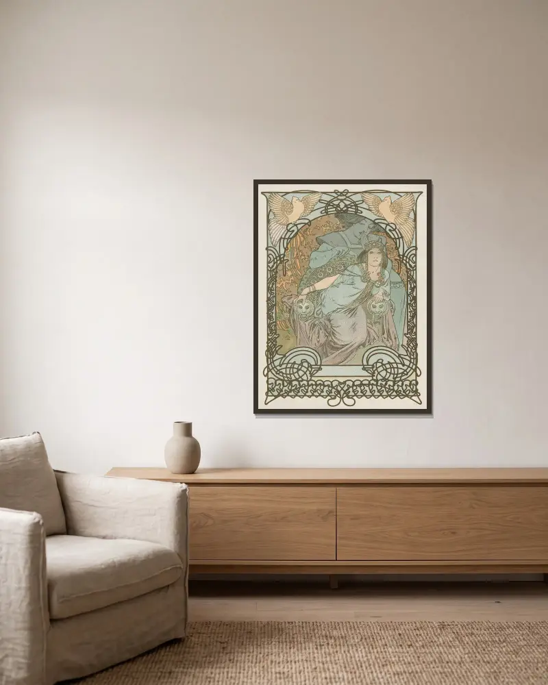 Ilsee, Prinzessin von Tripolis von Alphonse Mucha gerahmt an einer Wand