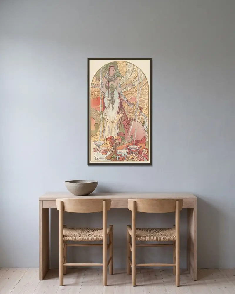 Vtělení (Salammbô), Alphonse Mucha v rámu na stěně