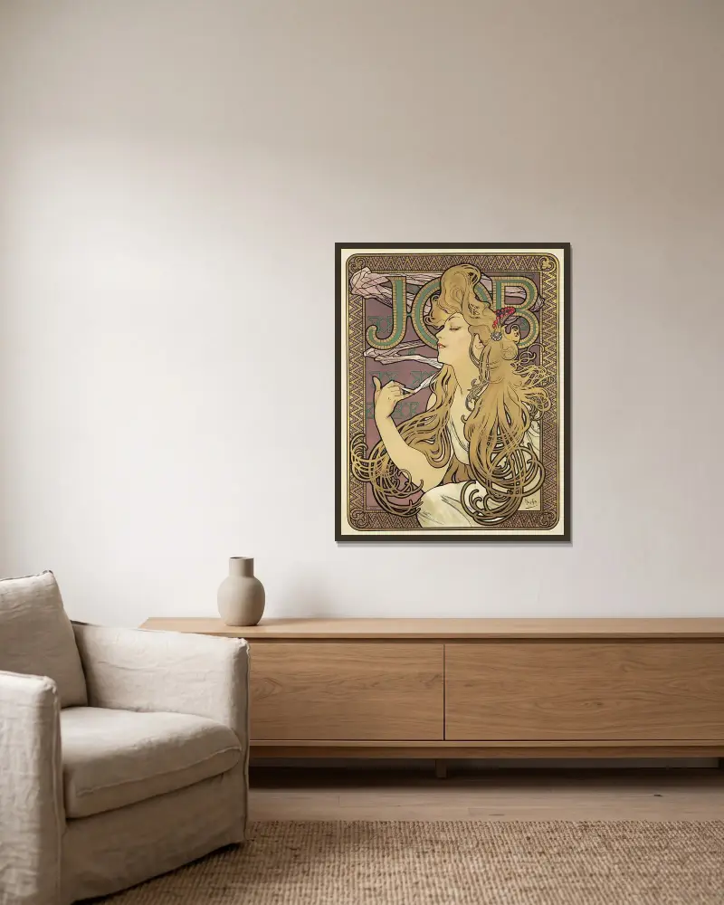 Job, 1896, Alphonse Mucha v rámu na stěně