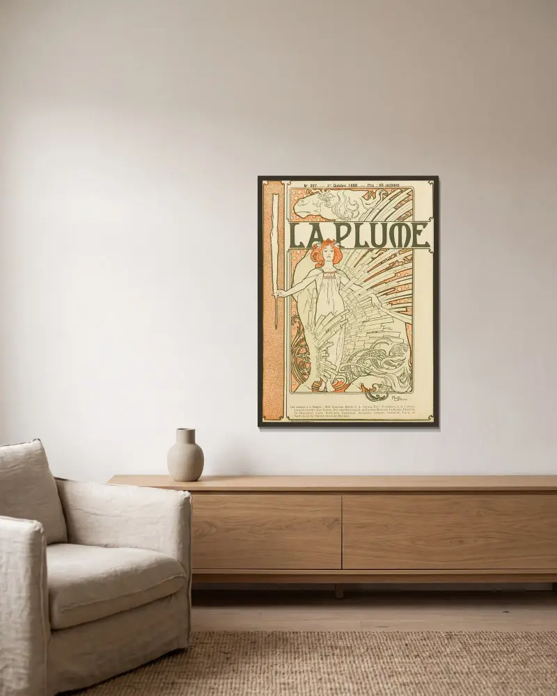 La Plume – nr 1, Alphonse Mucha w ramie na ścianie