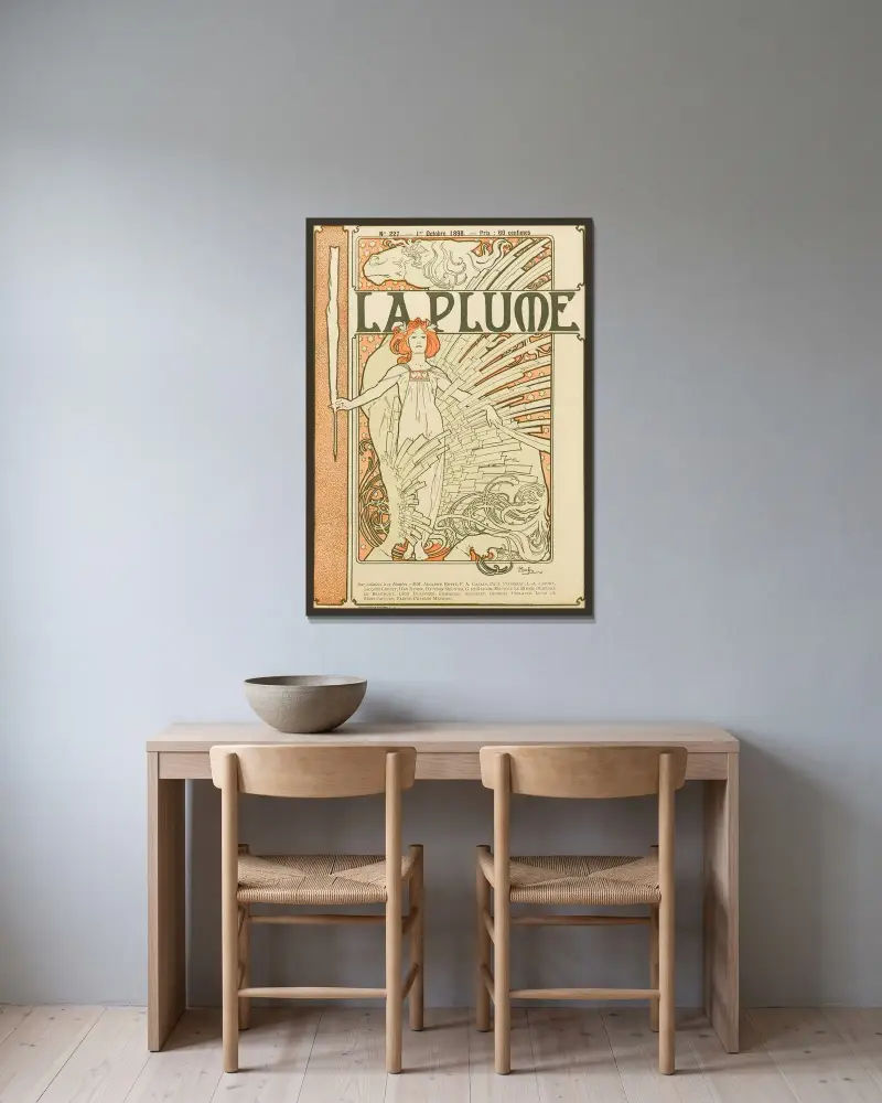 La Plume – nr 1, Alphonse Mucha w ramie na ścianie