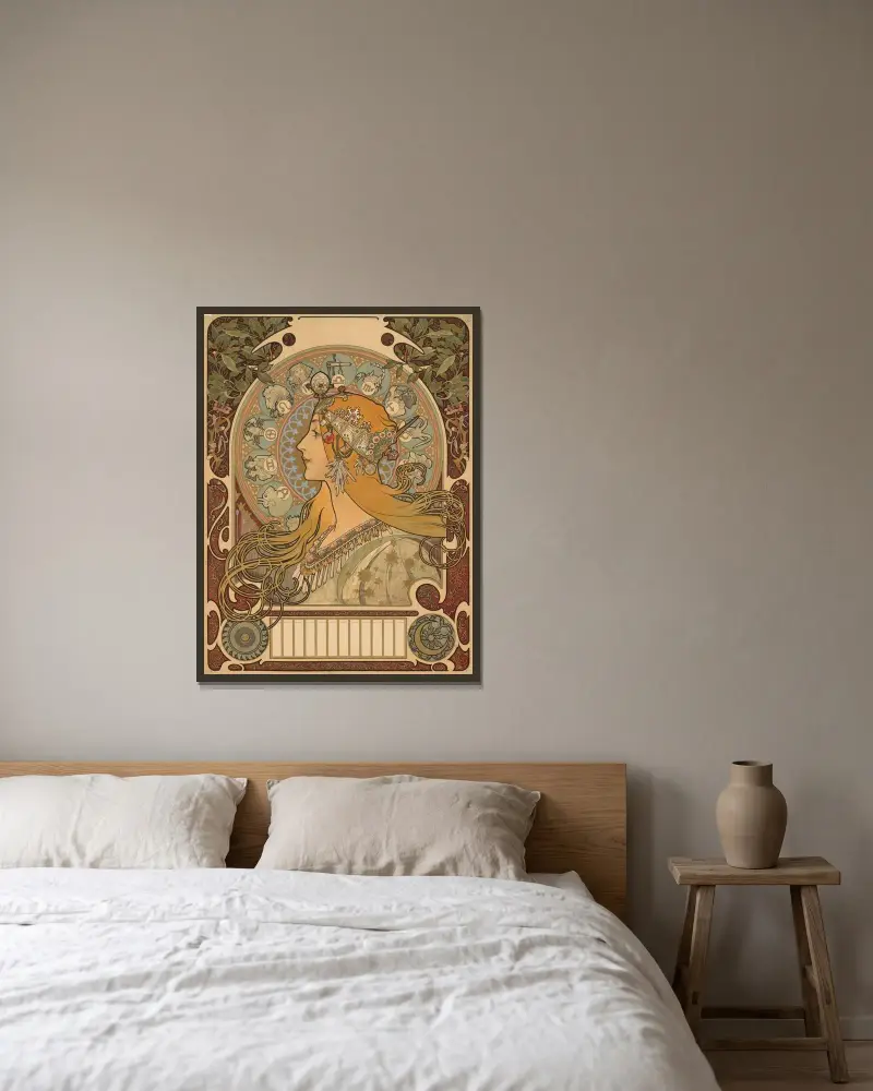 Pero, 1896, Alphonse Mucha v rámu na stěně